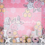 Honeycombs & Blooms - Lilly Bear Studio Props, bee, bee hive, bees, busy bee, happy bee day, honey, honey bees, honey comb, honey comb nest, honey flower, honey jar, honey pot, pink and gold, pink honey, pink roses, spring bee