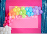 Pink Birthday Bash Balloons - Lilly Bear Studio Props, colourful, colourful rainbow, colourful raindrops, confetti, confetti balloons, Fabric, heart, hearts, mexican, mexican holiday, mexico, pinata, piniata, pink, pink and blue, pink balloon, pink balloon garland, pink burst, pink curtain, rainbow garland, rainbows, Wrinkle Free Fabric