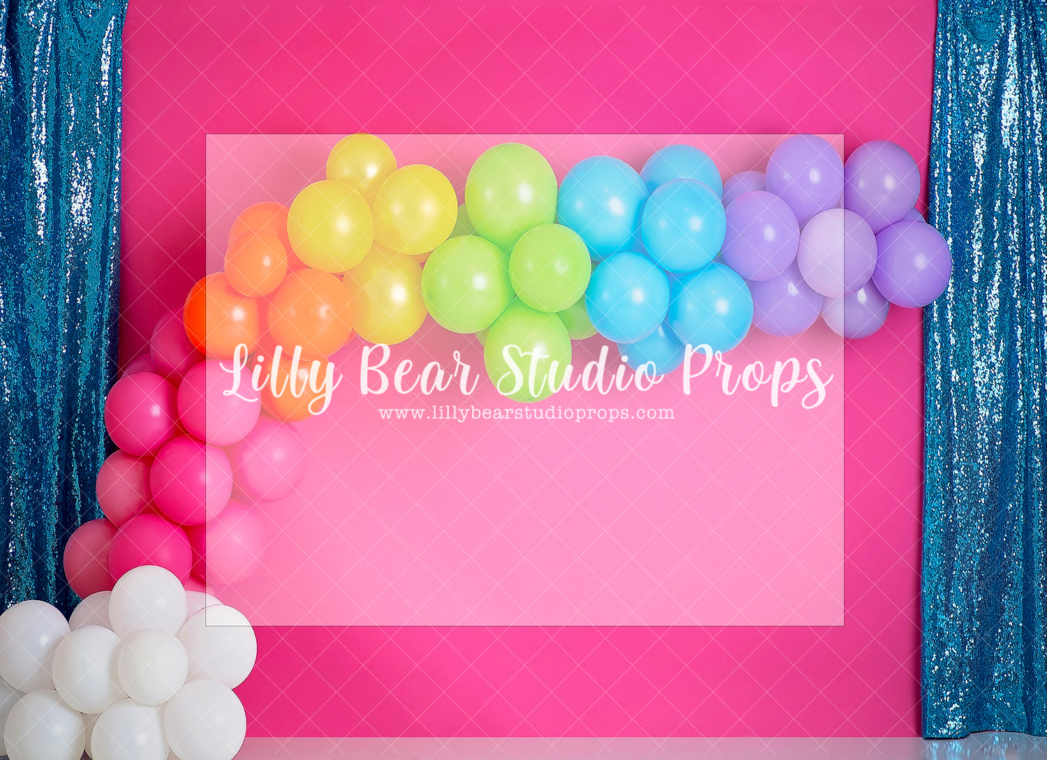 Pink Birthday Bash Balloons - Lilly Bear Studio Props, colourful, colourful rainbow, colourful raindrops, confetti, confetti balloons, Fabric, heart, hearts, mexican, mexican holiday, mexico, pinata, piniata, pink, pink and blue, pink balloon, pink balloon garland, pink burst, pink curtain, rainbow garland, rainbows, Wrinkle Free Fabric