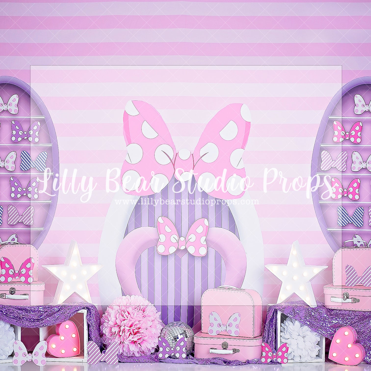 Beautiful Bowtique - Lilly Bear Studio Props, bows, bowtique, Fabric, minnie, minnie mouse, minnie mouse balloon garland, minnie mouse bow, minnie mouse garden, minnie's bows, minnie's bowtique, pink minnie, Wrinkle Free Fabric