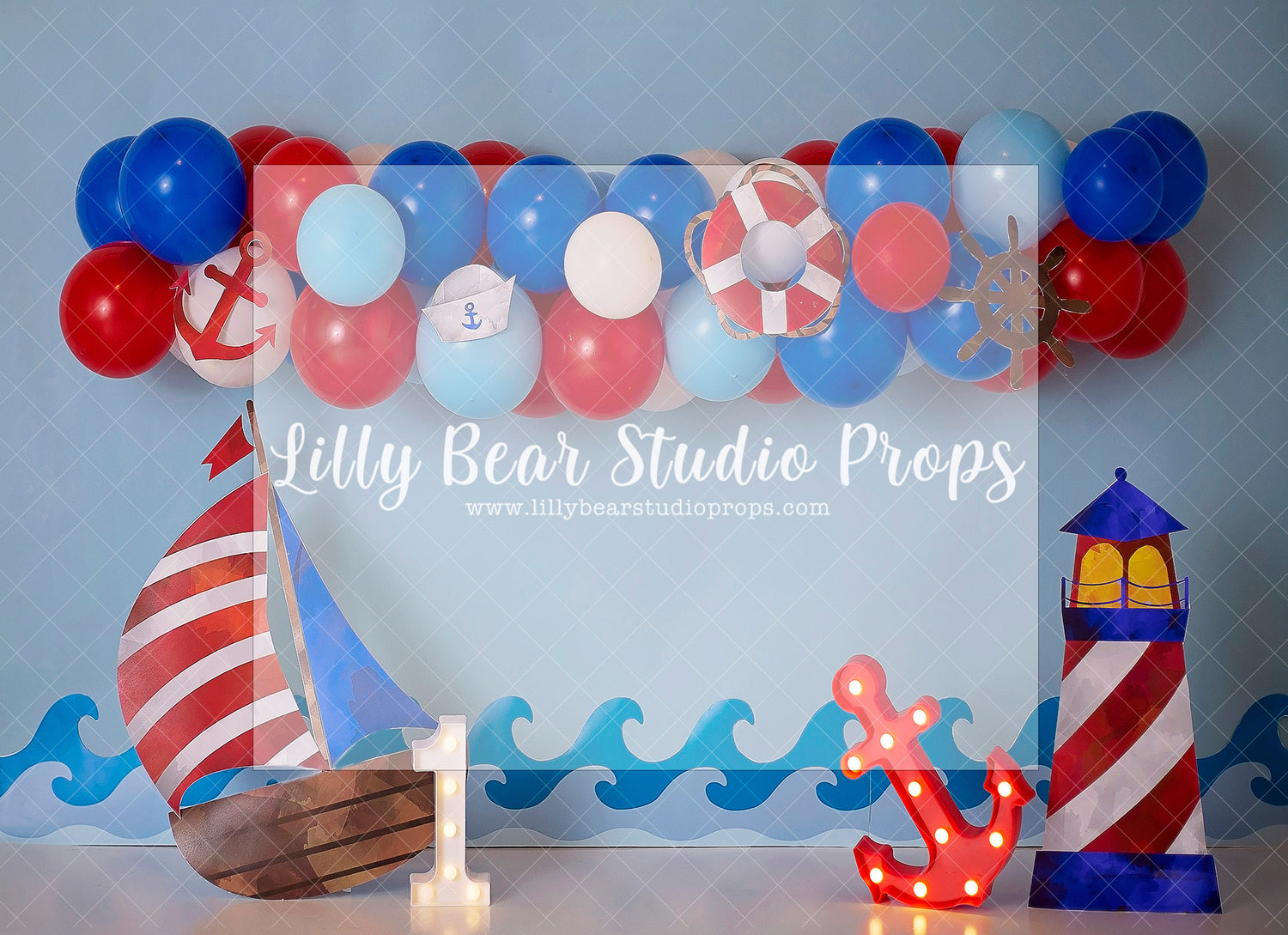 SAILS AWAAY - Lilly Bear Studio Props, anker, bowie, lighthouse, little sailer, little sailor, nautical, nautical theme, ocean wave, rustic nautical, sail, sail boat, sailboat, sailed, sailed by, sailing, sailor, set sail, Wrinkle Free Fabric