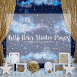 UPON A STARRY NIGHT - Lilly Bear Studio Props, balloon, balloon arch, boys, clouds, clouds and stars, galaxy space, gold star, gold stars, hand painted, little stars, marquee stars, moon and stars, moon stars, night sky, shimmer stars, sky, space and stars, stardust, stars, twinkle lights, twinkle twinkle, twinkle twinkle little star, white and gold, white and gold balloons, white balloon garland