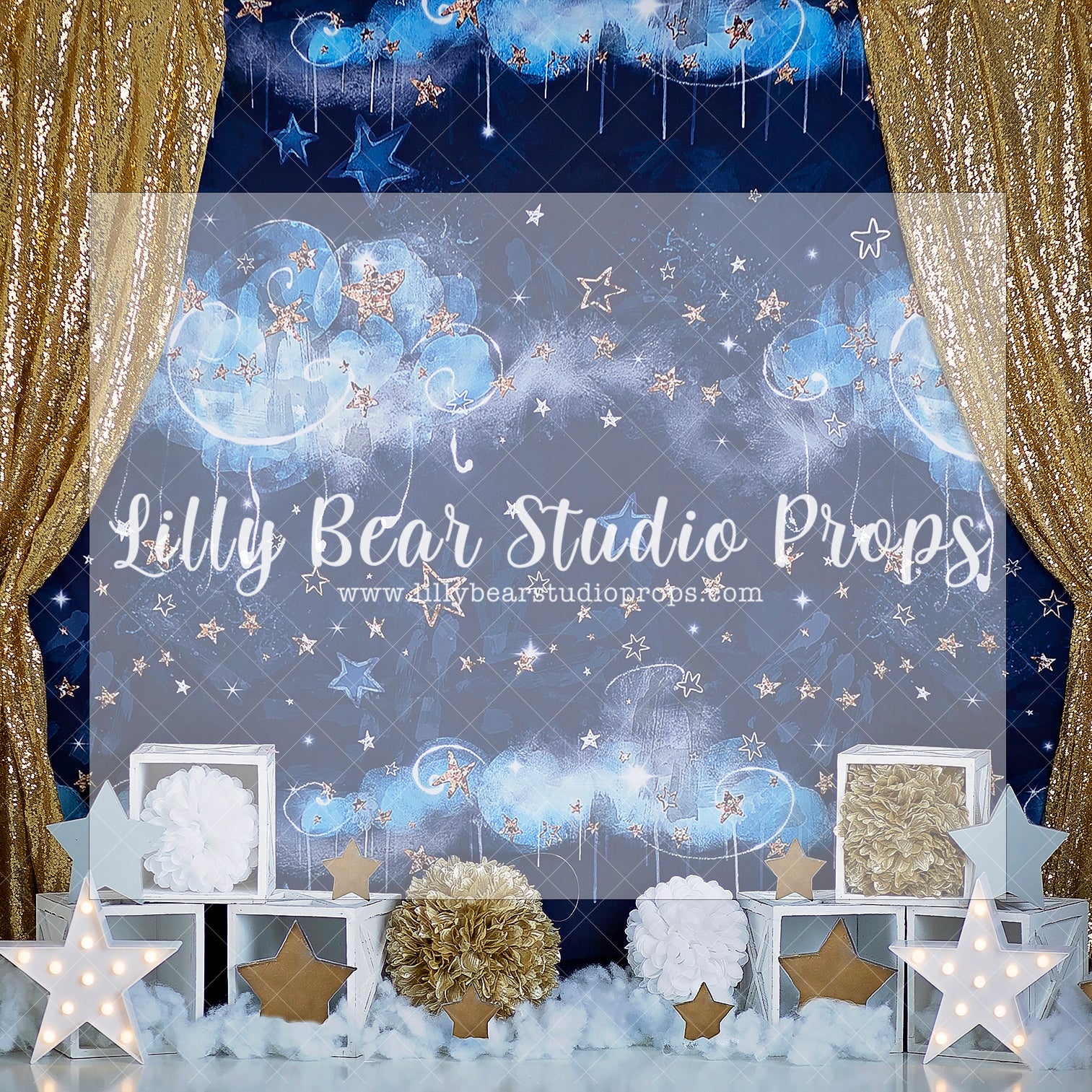 UPON A STARRY NIGHT - Lilly Bear Studio Props, balloon, balloon arch, boys, clouds, clouds and stars, galaxy space, gold star, gold stars, hand painted, little stars, marquee stars, moon and stars, moon stars, night sky, shimmer stars, sky, space and stars, stardust, stars, twinkle lights, twinkle twinkle, twinkle twinkle little star, white and gold, white and gold balloons, white balloon garland