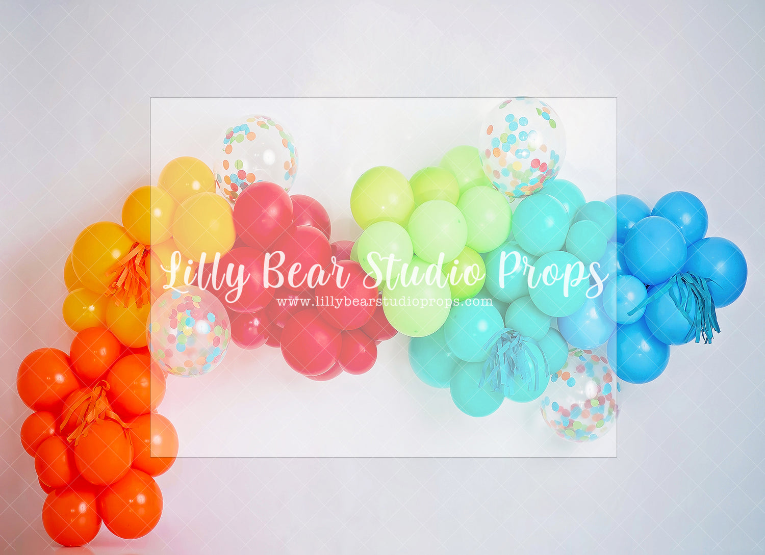 Balloon Garland Surprise - Lilly Bear Studio Props, balloon rainbow, colourful rainbow, colours of the rainbow, rainbow, rainbow baby, rainbow balloon, rainbow balloons, rainbow garland, rainbow wall