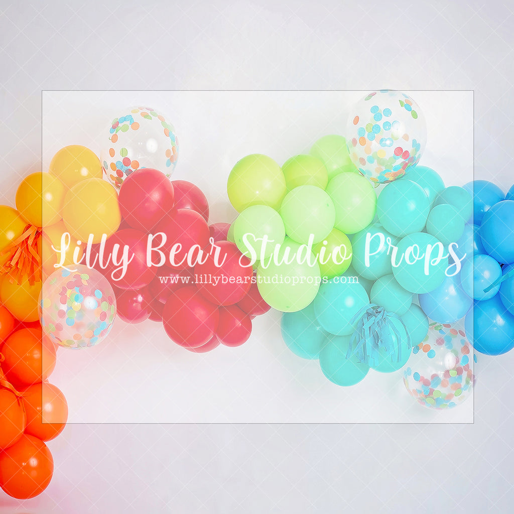 Balloon Garland Surprise - Lilly Bear Studio Props, balloon rainbow, colourful rainbow, colours of the rainbow, rainbow, rainbow baby, rainbow balloon, rainbow balloons, rainbow garland, rainbow wall