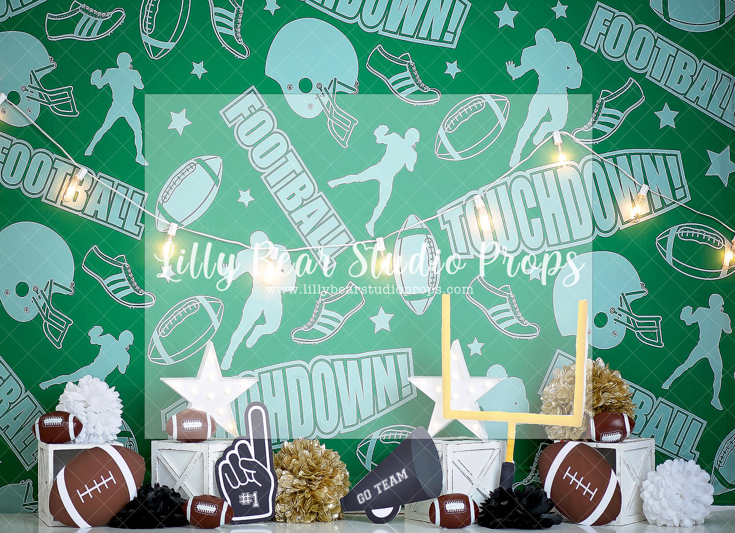 Hometeam Touchdown - Lilly Bear Studio Props, boy sports, football, footballs, little all star, little champ, little star, sports, sports field, sports game, sports party, sports team, sports theme, touchdown