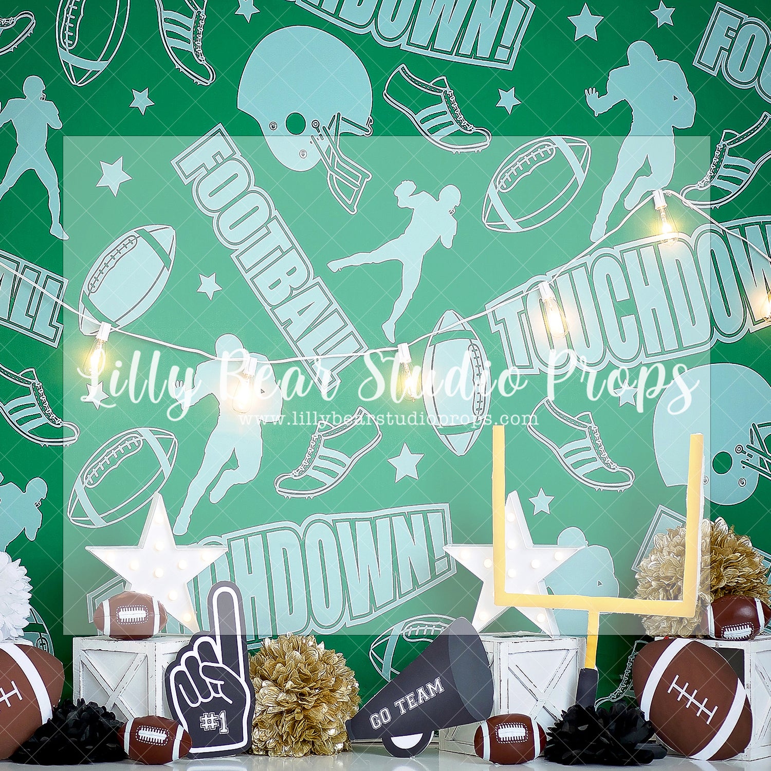 Hometeam Touchdown - Lilly Bear Studio Props, boy sports, football, footballs, little all star, little champ, little star, sports, sports field, sports game, sports party, sports team, sports theme, touchdown