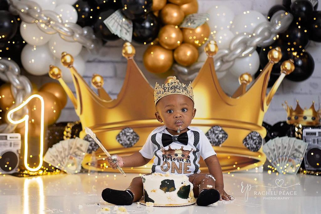 King Biggie - Lilly Bear Studio Props, baby boss, black & gold, boss, boss baby, bow tie, crown, dj, FABRICS, gold and black, grey and blue, mister, mister one, mr.heartbreaker, mr.onederful, one-derful