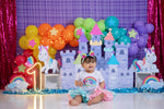 Unicorn Palace - Lilly Bear Studio Props, Fabric, glitter, little princess, pink, pink and silver, pink gold and teal, pink purple teal, pretty little princess, pretty princess, princess, princess cake smash, princess castle, princess party, princess wall, princesses, purple teal, teal, unicorn land, Wrinkle Free Fabric