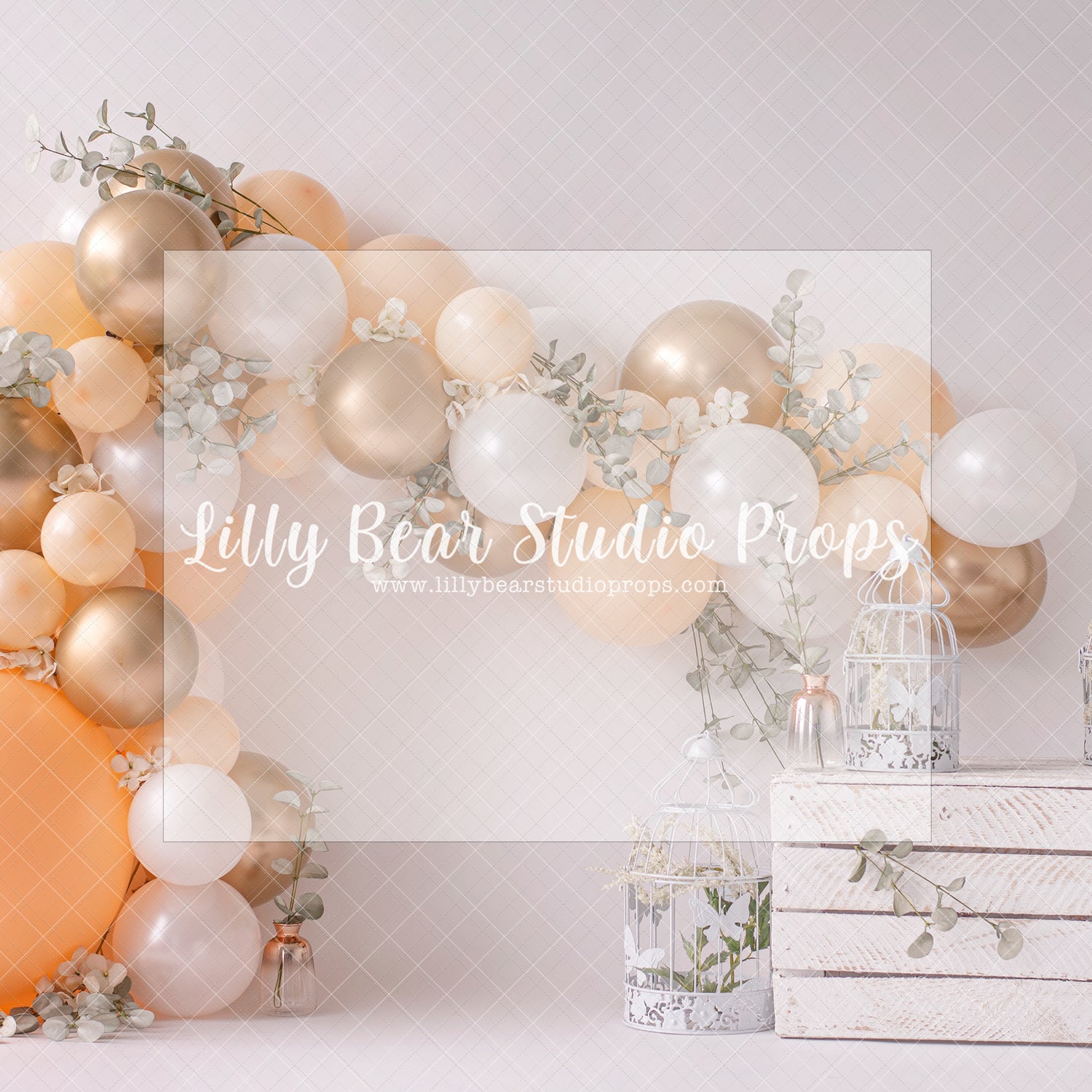 Peach Pure - Lilly Bear Studio Props, balloon arch, boho greenery, cake smash, floral, floral pink, flowers, green balloons, greenery, orange bal, orange balloons, pastel, peach balloons, pink floral, pink flower, pink flowers, spring flowers, white balloon arch, white balloons
