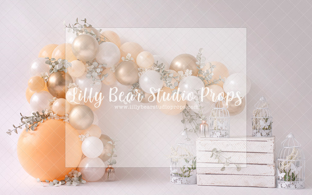 Peach Pure - Lilly Bear Studio Props, balloon arch, boho greenery, cake smash, floral, floral pink, flowers, green balloons, greenery, orange bal, orange balloons, pastel, peach balloons, pink floral, pink flower, pink flowers, spring flowers, white balloon arch, white balloons