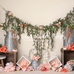Peachy Floral by Amber Costa Photography sold by Lilly Bear Studio Props, boho - cake smash - FABRICS - floral - flower