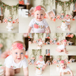 Peachy Floral by Amber Costa Photography sold by Lilly Bear Studio Props, boho - cake smash - FABRICS - floral - flower