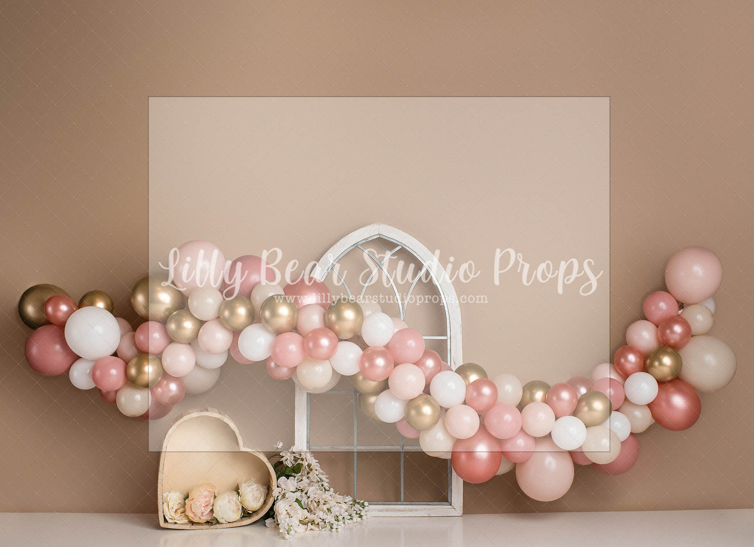 Peachy Neutral Garland by E Newton - Lilly Bear Studio Props, boho, boho floral, boho ring, cream floral, moon, neutral balloons, one little peach, one sweet peach, peach, peach and gold, peach balloons, peaches & cream, peaches and cream, peachy
