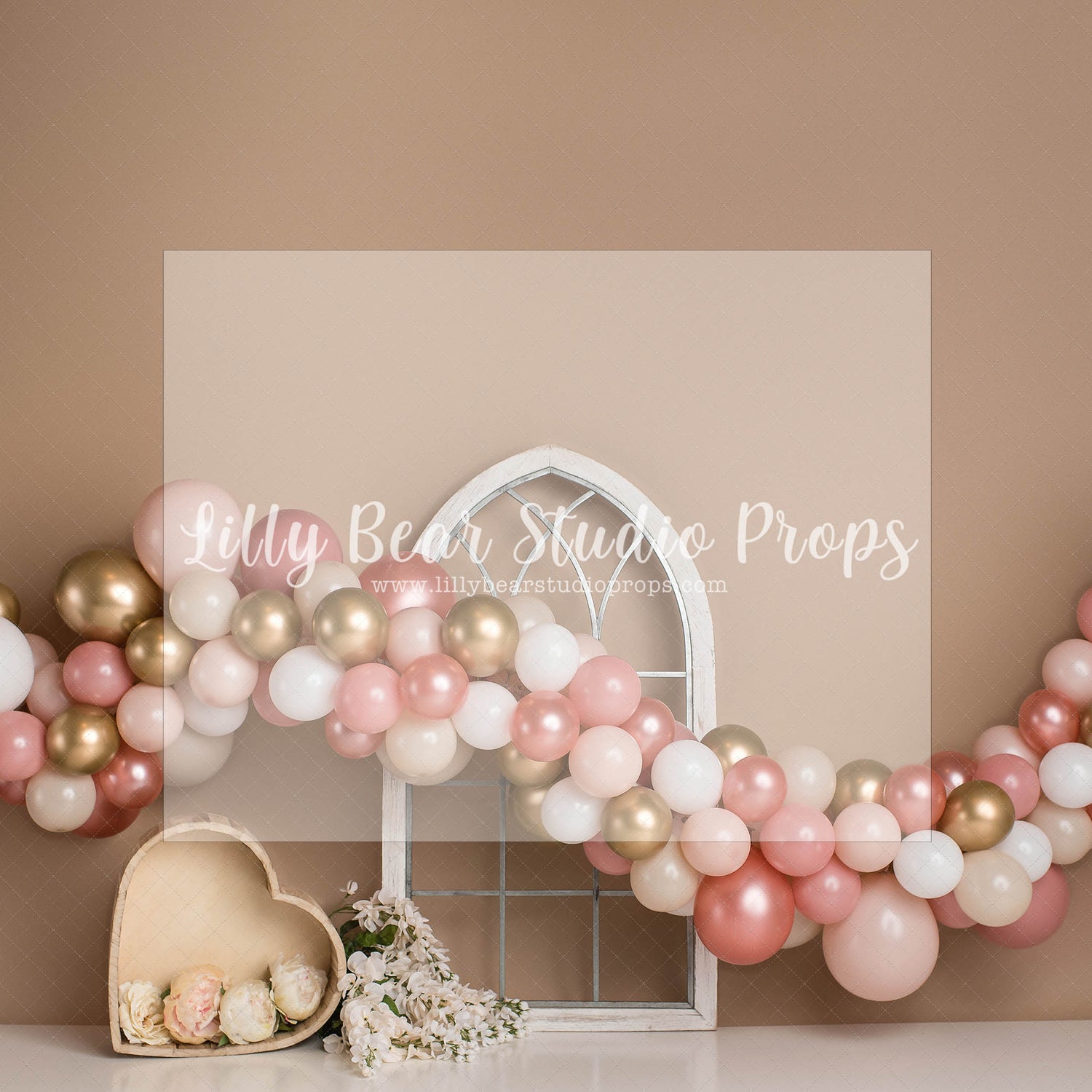 Peachy Neutral Garland by E Newton - Lilly Bear Studio Props, boho, boho floral, boho ring, cream floral, moon, neutral balloons, one little peach, one sweet peach, peach, peach and gold, peach balloons, peaches & cream, peaches and cream, peachy