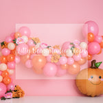 Peachy Pumpkin by E Newton - Lilly Bear Studio Props, lil pumpkin, lil' peach, one little peach, one sweet peach, orange pumpkin, peach, peach balloons, peach flower, peach flowers, peaches, peaches & cream, peachy, pink and orange, pink and orange balloon garland, pink pumpkin, Sweet as a peach, sweet little peach, sweet peaches