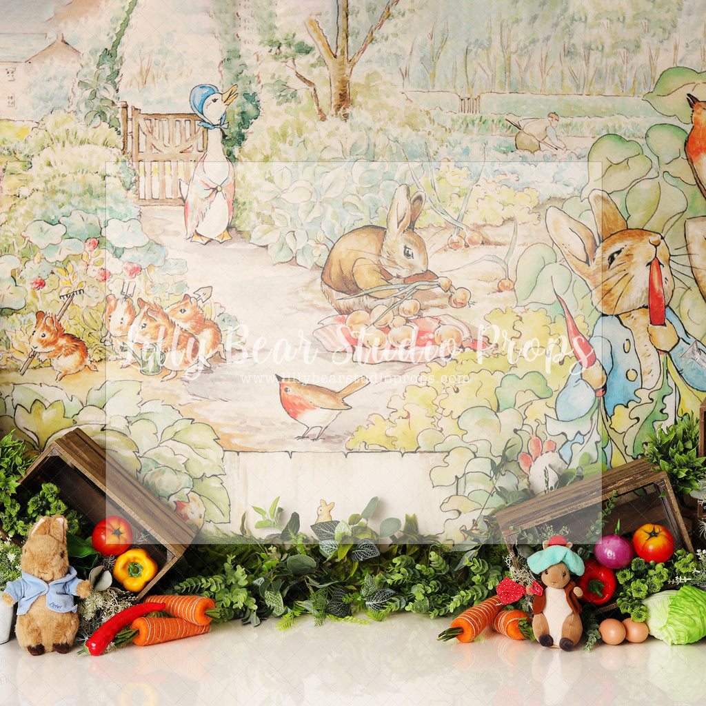 Peter's Garden Party - Lilly Bear Studio Props, baby jungle, daisy, daisy floral, daisy flowers, daisy garden, daisy garland, floral garden, flower vines, garden, little rabbit, peter rabbit, peter rabbit garden, rabbit, vegetable garden