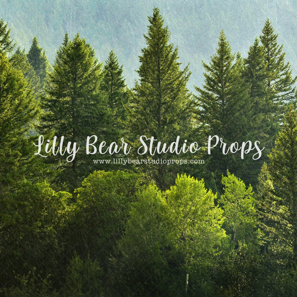 Pine Tree Forest by Lilly Bear Studio Props sold by Lilly Bear Studio Props, dark forest - fabric - forest - green fore