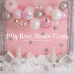 Pink Balloon Winter Wonderland - Lilly Bear Studio Props, balloon, balloon chic, balloon garland, balloon wall, balloons, FABRICS, girl balloons, girls, metallic balloon, metallic balloons, metallic pink balloons, onderland, one-derland, pastel balloon garland, pink and white balloons, pink balloons, seasonal, silver, silver and pink, silver snowflakes, snow, white and pink balloons, winter, winter-onderland