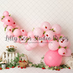 Pink Balloons with Daisies & Strawberries - Lilly Bear Studio Props, balloon rainbow, daisies, flamingo, flamingo floral, glitter rainbow, gold rainbow, palm leaves, pastel rainbow, pink balloon garland, pink balloons, pink flamingo, pink rainbow, strawberries & cream, strawberry, strawberry basket, strawberry farm, strawberry field, strawberry fields, strawberry picking, strawberry seeds, strawberry shortcake, white daisies