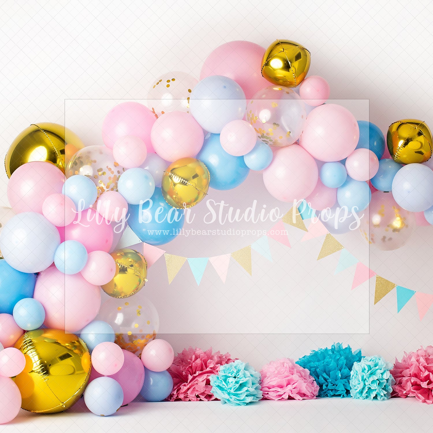 Pink Blue Party - Lilly Bear Studio Props, balloons, boy girl, cake smash, pink and blue balloons, twin boy girl, twin cake smash, twins