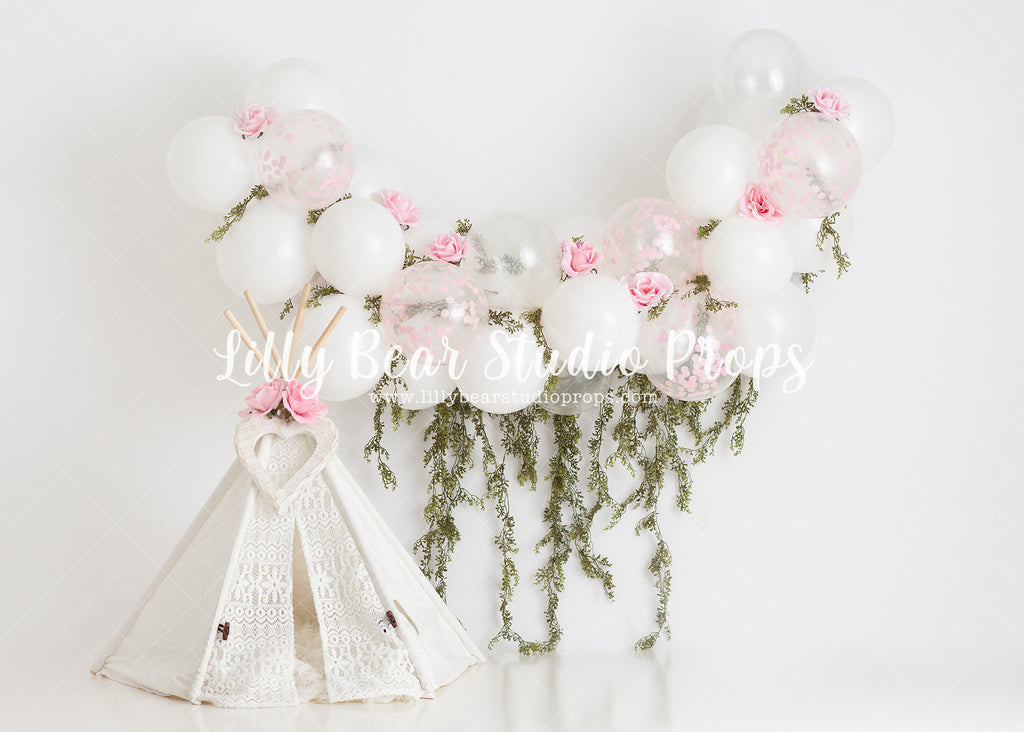 Pink Boho by Anything Goes Photography sold by Lilly Bear Studio Props, balloon garland - balloons - boho arch - boho b