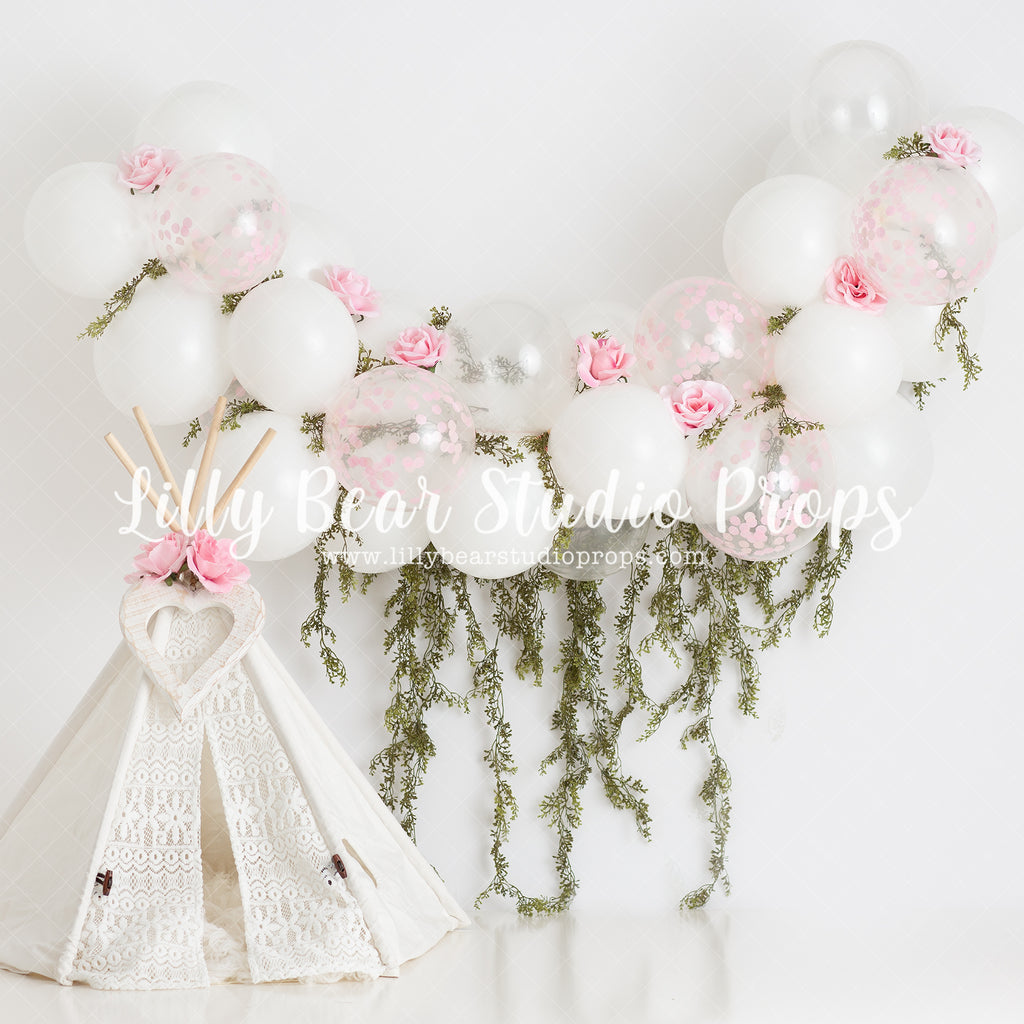 Pink Boho by Anything Goes Photography sold by Lilly Bear Studio Props, balloon garland - balloons - boho arch - boho b