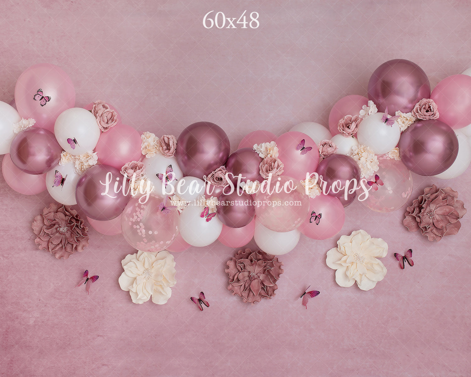 Pretty Pink Butterfly Balloons by Daniella Photography sold by Lilly Bear Studio Props, FABRICS
