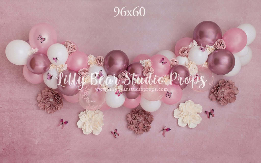 Pretty Pink Butterfly Balloons by Daniella Photography sold by Lilly Bear Studio Props, FABRICS