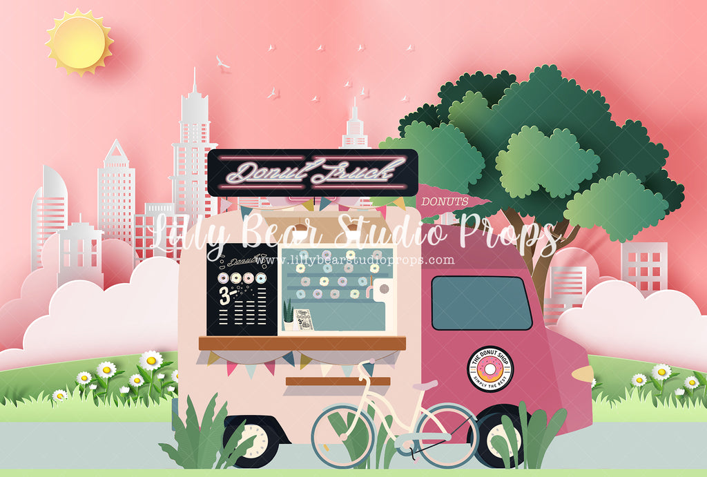 Pink Donut Truck - Lilly Bear Studio Props, boy cake smash, cake smash, chocolate donuts, donut, donut group up, donut growup, donut party, donut truck, donuts, pink donut truck, pink donuts, sprinkle donuts, truck, vintage truck