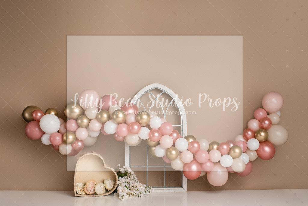 Pink Frilly Backdrop - Lilly Bear Studio Props, boho, boho floral, boho ring, cream floral, moon, neutral balloons, one little peach, one sweet peach, peach, peach and gold, peach balloons, peaches & cream, peaches and cream, peachy