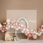 Pink Frilly Backdrop - Lilly Bear Studio Props, boho, boho floral, boho ring, cream floral, moon, neutral balloons, one little peach, one sweet peach, peach, peach and gold, peach balloons, peaches & cream, peaches and cream, peachy