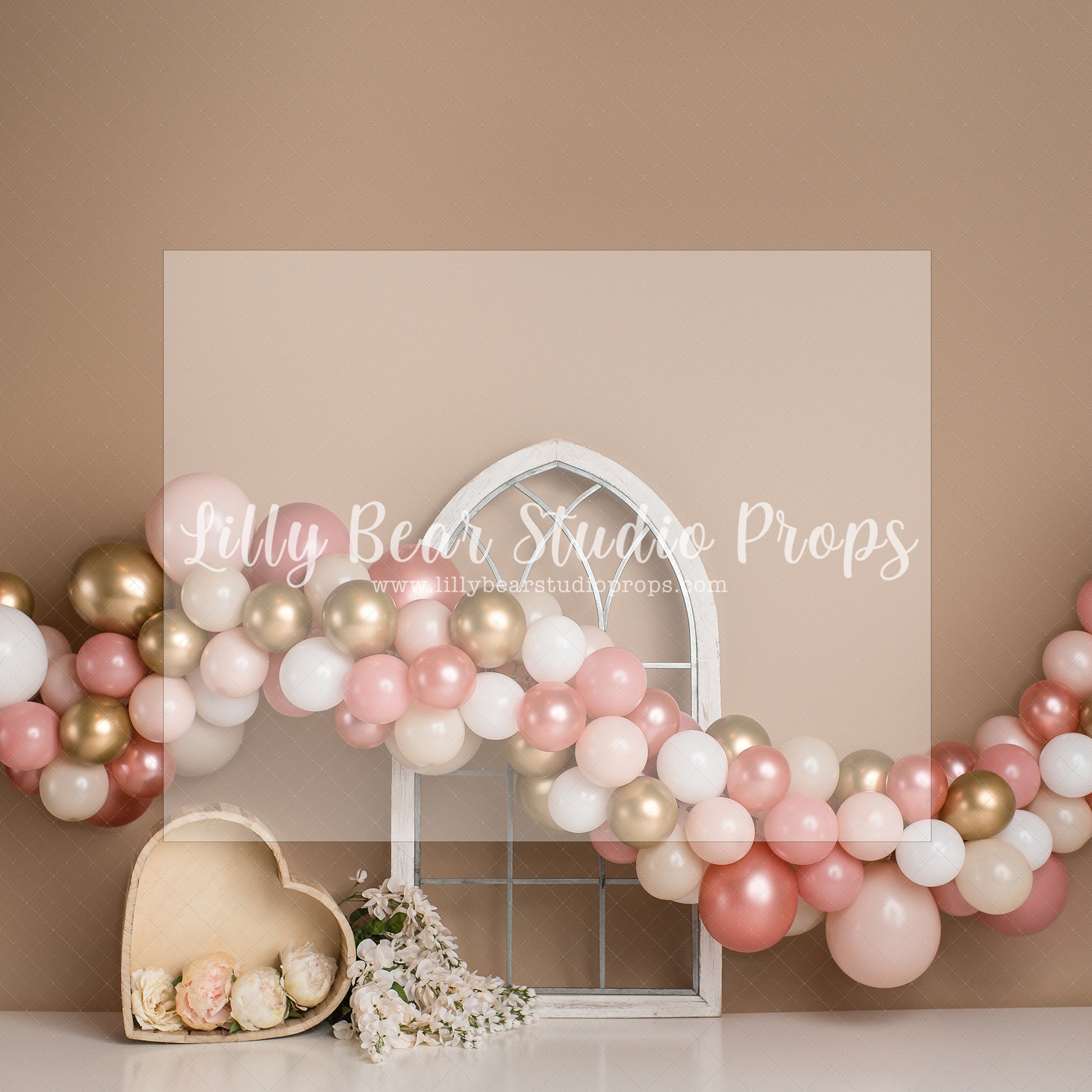 Pink Frilly Backdrop - Lilly Bear Studio Props, boho, boho floral, boho ring, cream floral, moon, neutral balloons, one little peach, one sweet peach, peach, peach and gold, peach balloons, peaches & cream, peaches and cream, peachy
