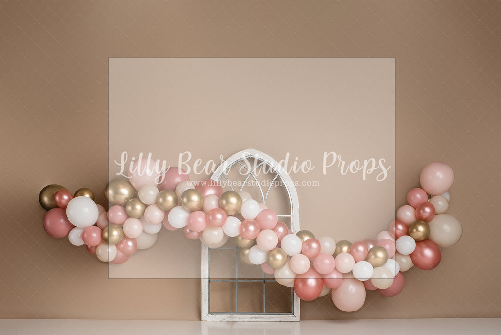 Pink Frilly Window - Lilly Bear Studio Props, boho, boho floral, boho ring, cream floral, moon, neutral balloons, one little peach, one sweet peach, peach, peach and gold, peach balloons, peaches & cream, peaches and cream, peachy