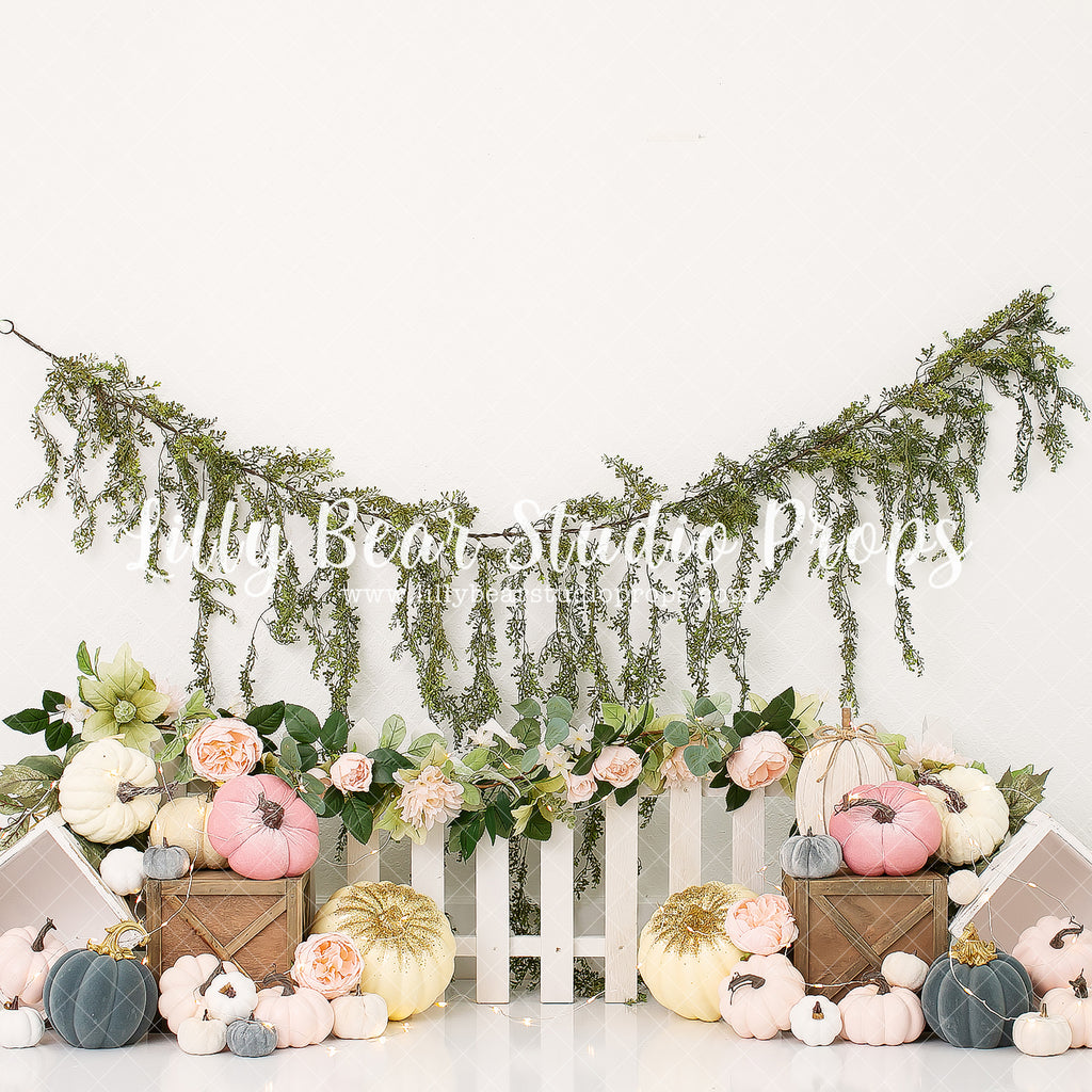 Pink Pumpkin Picket Fence by Karissa Knowles Photography sold by Lilly Bear Studio Props, autumn - autumn colors - autu