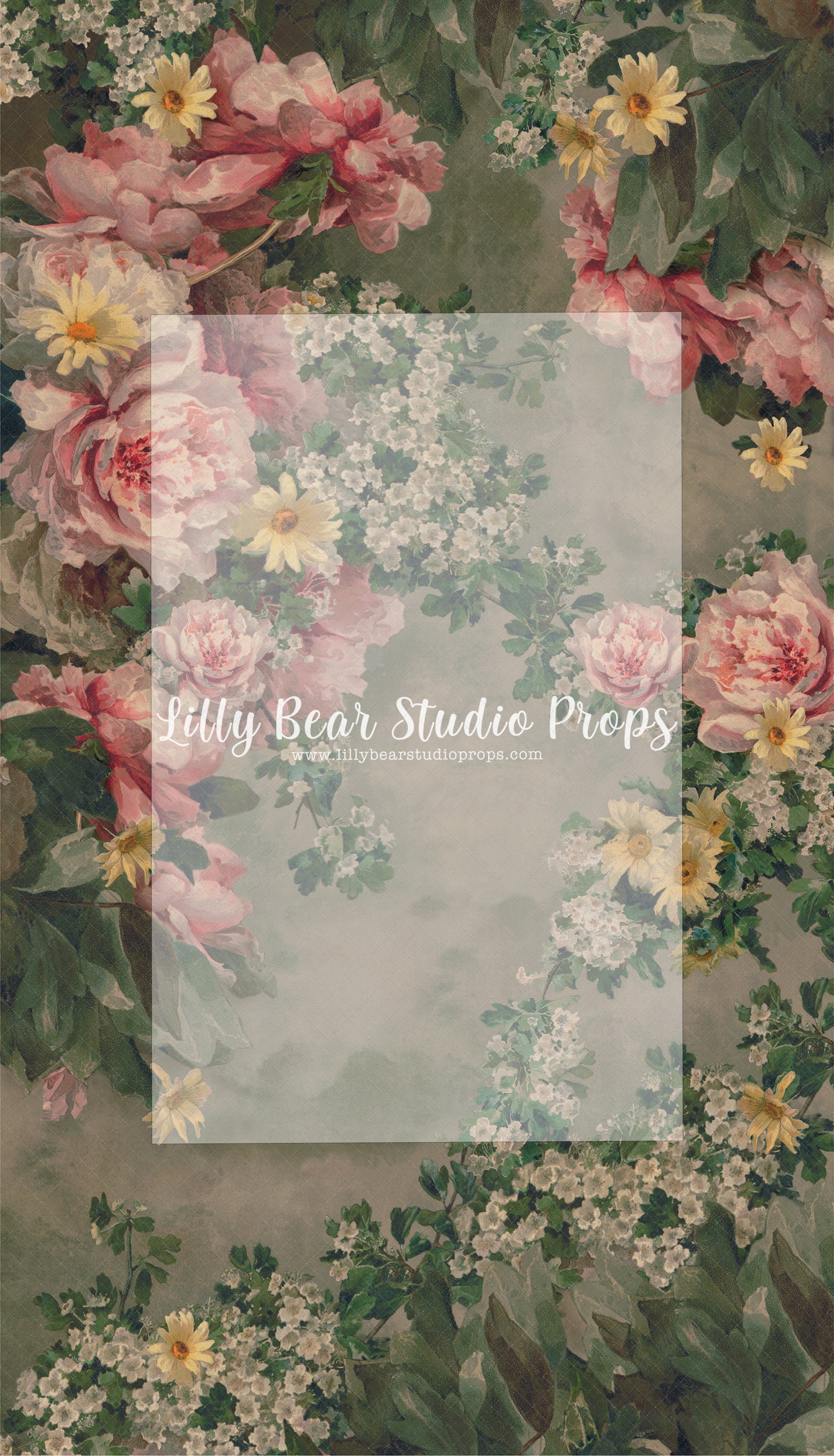 Pink Restored Floral - Lilly Bear Studio Props, fine art, floral, girls, hand painted