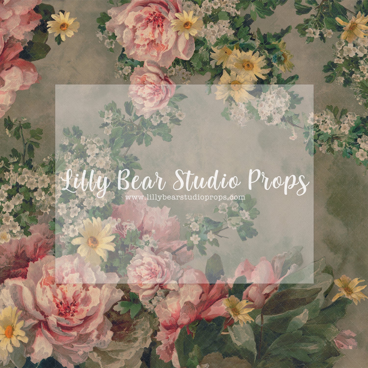 Pink Restored Floral - Lilly Bear Studio Props, fine art, floral, girls, hand painted
