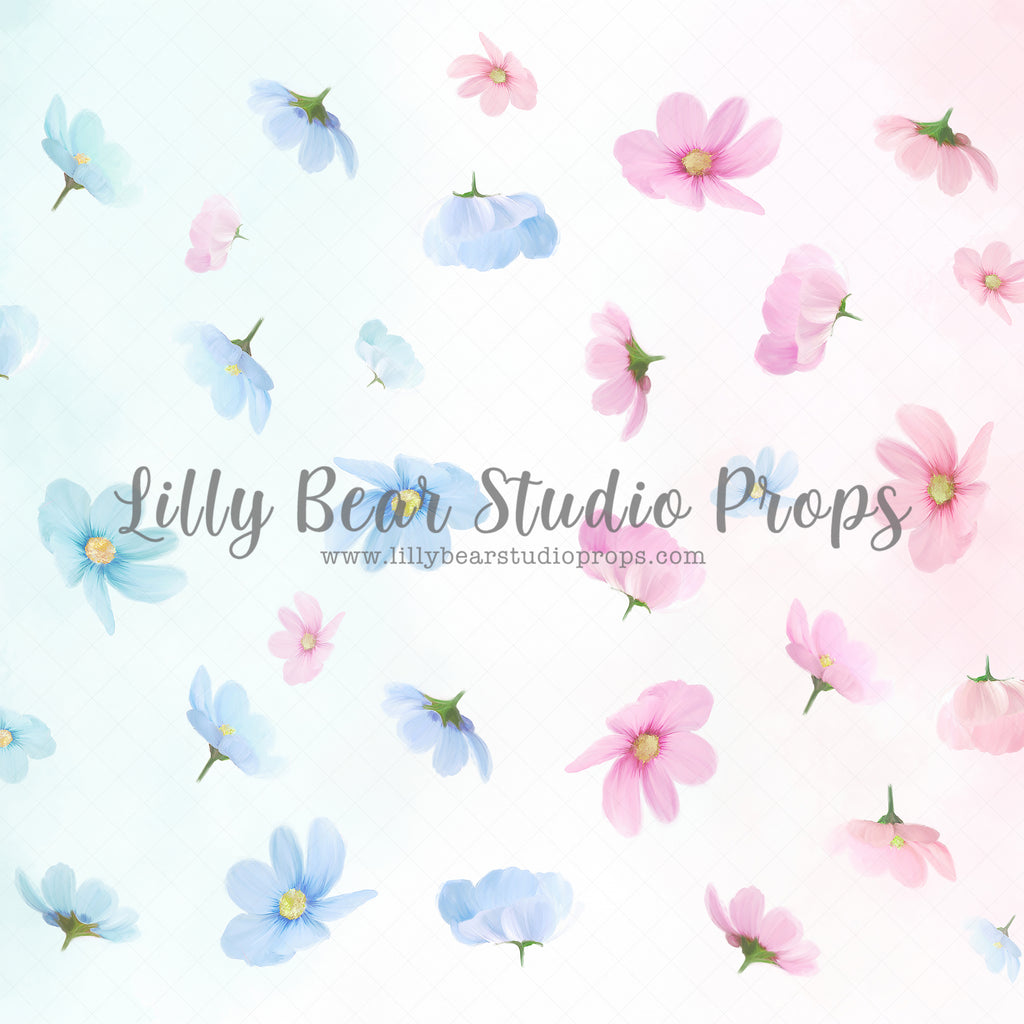 Pink & Blue by Jessica Ruth Photography sold by Lilly Bear Studio Props, fabric - fine art - floral - girls - hand pain