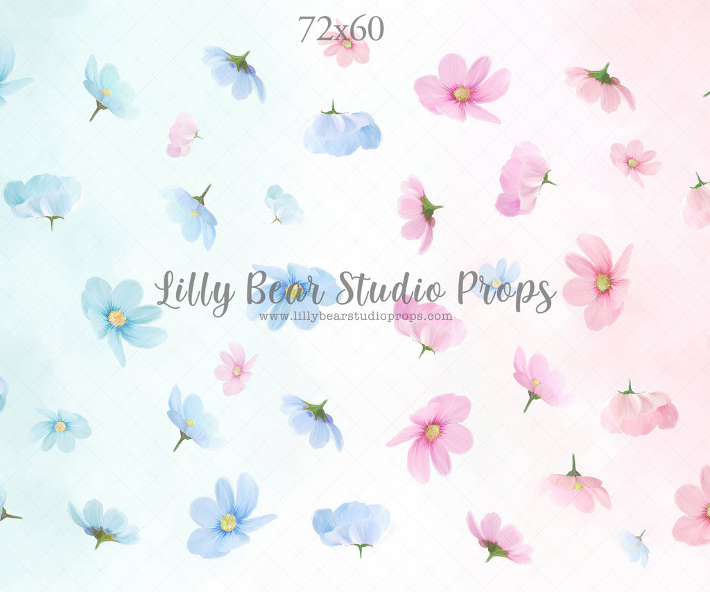 Pink & Blue by Jessica Ruth Photography sold by Lilly Bear Studio Props, fabric - fine art - floral - girls - hand pain