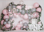 Pink & Grey Garden Vines by Angelica Knowland - Lilly Bear Studio Props, balloon garland, garden balloon garland, pink and grey, pink and grey balloons, pink and grey vines, pink balloon garland