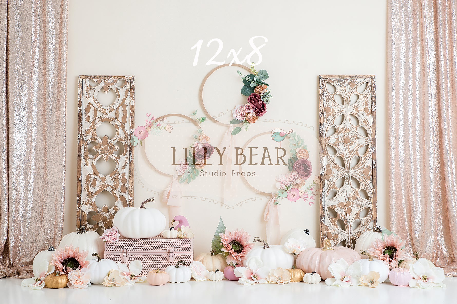 Glam Pumpkins by Lilly Bear Studio Props sold by Lilly Bear Studio Props, FABRICS - girl - pink - pumpkins - vintage