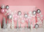 Pink & Silver Winter Frost by E Newton - Lilly Bear Studio Props, frozen, pink and silver balloons, pink silver, pink winter, pink winter trees, purple blue silver, snow, snow pine tree forest, snow princess, snow white, snoweflakes, snowflakes, snowy, winter, winter garland, winter one-derland, winter snow, winter-onderland