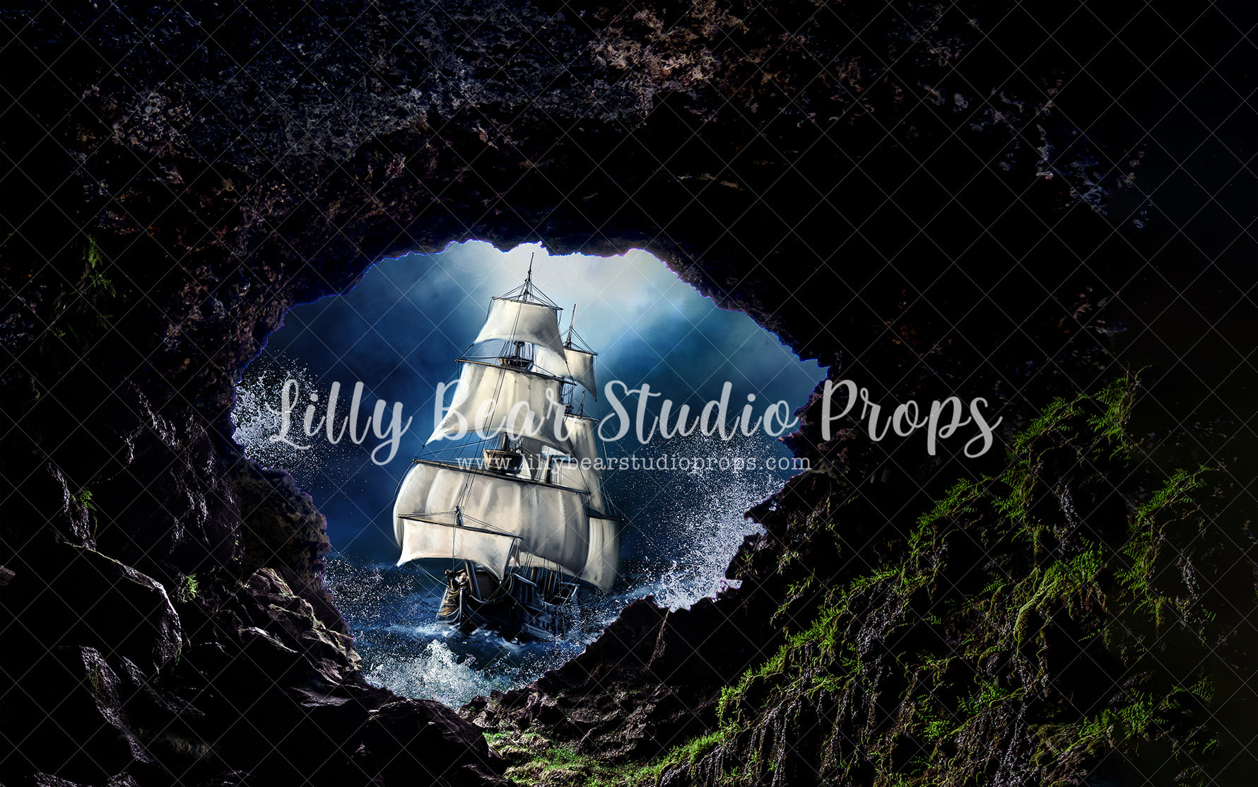 Pirate Cove - Lilly Bear Studio Props, captain hook, cave, cove, fabric, mermaid, ocean, ocean blue, ocean current, peter pan, pirate, pirate map, pirate ship, pirates, poly, sea, ship, under the sea, undersea, vinyl
