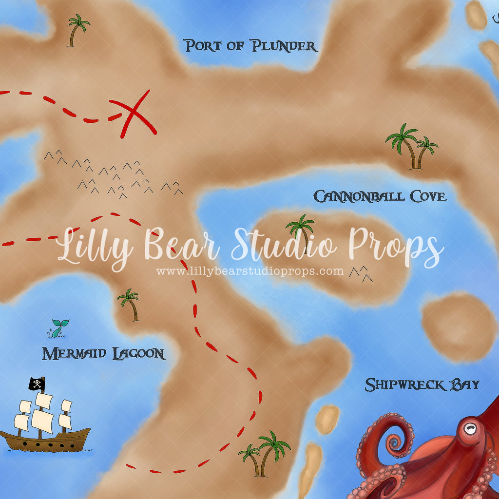 Pirate Map by Jessica Ruth Photography sold by Lilly Bear Studio Props, cave - compass - map - maps - mermaid lagoon