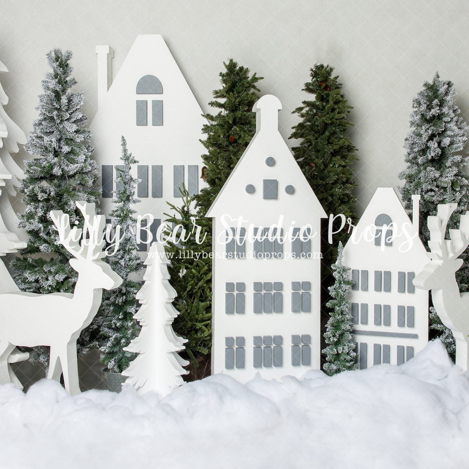 Polar Forest Friends - Lilly Bear Studio Props, arctic pines, christmas, christmas deer, christmas pine trees, christmas village, deer, evergreen trees, evergreens, holiday, holiday christmas, pine trees, silver winter, snow, snow village, snowflakes, snowy forest, snowy pine, snowy pine trees, snowy trees, village, white christmas, white holiday, white pine trees, white winter, winter, winter christmas, winter diamond