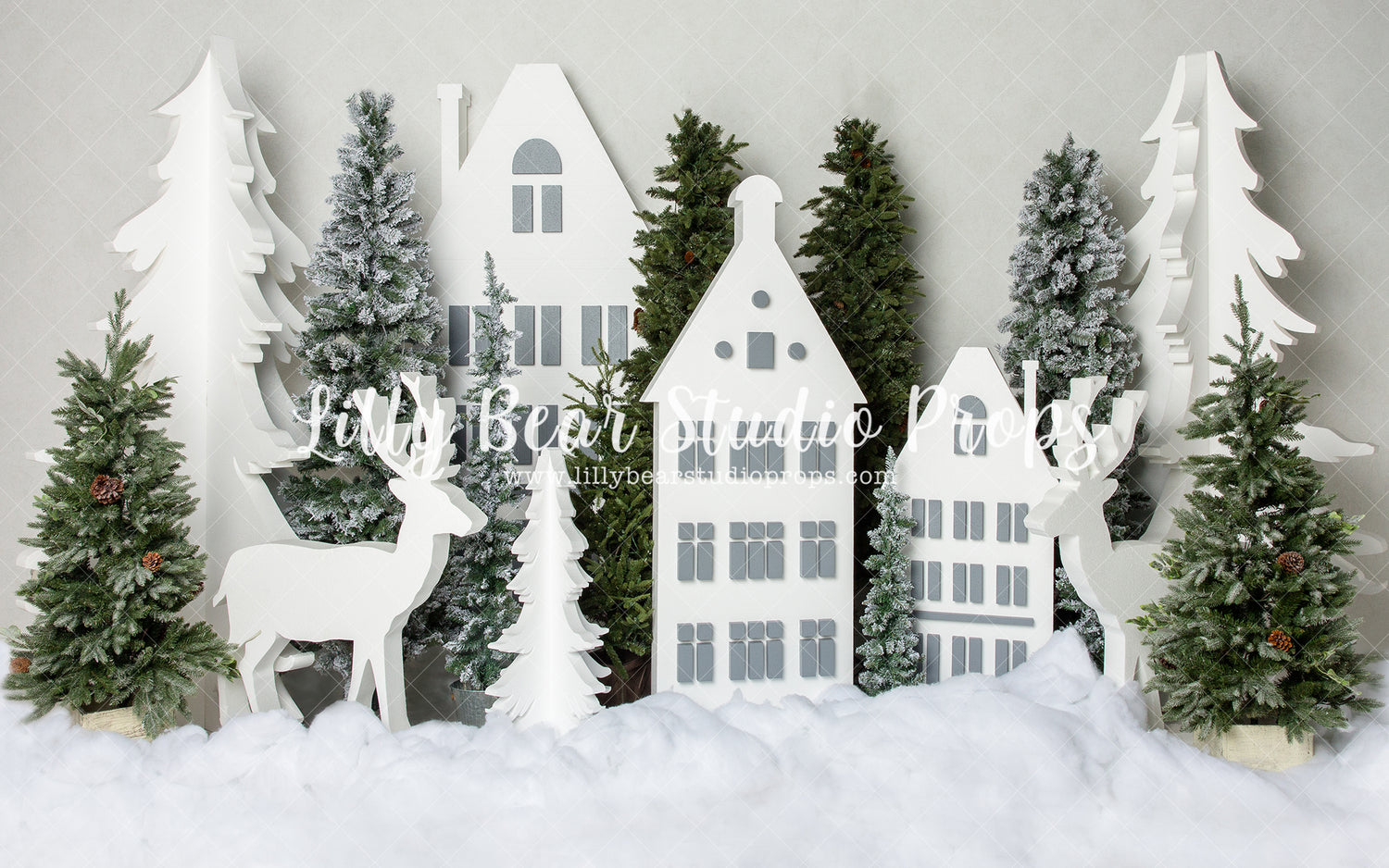 Polar Forest Friends - Lilly Bear Studio Props, arctic pines, christmas, christmas deer, christmas pine trees, christmas village, deer, evergreen trees, evergreens, holiday, holiday christmas, pine trees, silver winter, snow, snow village, snowflakes, snowy forest, snowy pine, snowy pine trees, snowy trees, village, white christmas, white holiday, white pine trees, white winter, winter, winter christmas, winter diamond