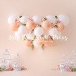 Polly's Pure Peach - Lilly Bear Studio Props, bird cage, bird cages, cake smash, floral pink, flowers, one little peach, one sweet peach, pastel, pastel balloon garland, pastel pink, peach, peach balloons, peach flower, peaches, pink and white balloons, pink floral, spring flowers, Sweet as a peach, white balloons