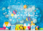 Pool Party Pink - Lilly Bear Studio Props, beach ball, beach water, beach water wave, beach waves, flip flop, glistening water, rubber duck, shimmer water, shiny water, surf board, water, water waves, waves