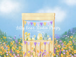 Prairies Yellow and Purple - Lilly Bear Studio Props, blue sky, field of flowers, lemon, lemon garden, lemon juice, lemonade stand, lemons, pink lemonade, prairie, purple flowers, purple lemonade, yellow flowers, yellow lemonade