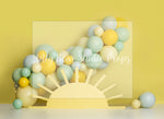 Here Comes the Sun - Lilly Bear Studio Props, boho, fun in the sun, green and yellow, let the sun shine in, my sunshine, one, pastel yellow, spring sun, sun, sun rays, sunny, sunny day, sunshine, yellow, yellow balloons, you are my sunshine